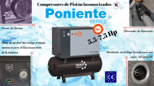 la nueva gama de compresores de pistón 5,5-7,5 Hp de nuestra SERIE PONIENTE